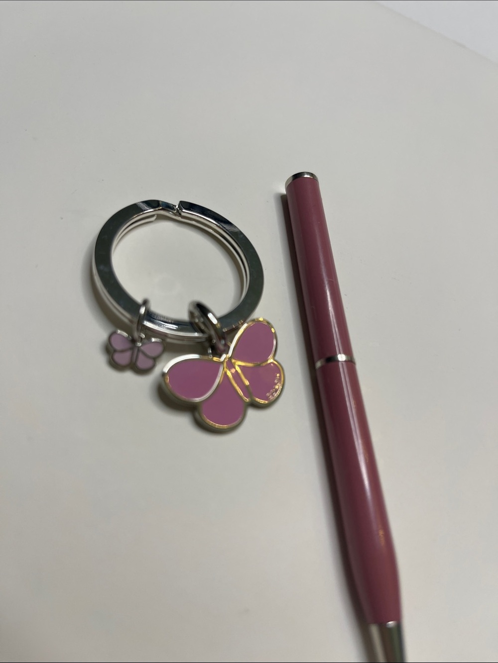 Coach Pink Butterfly Keychain and Coach Pen Set - Picture 2 of 7